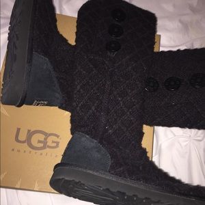 Black Lattice Cardy UGG Boots with box
